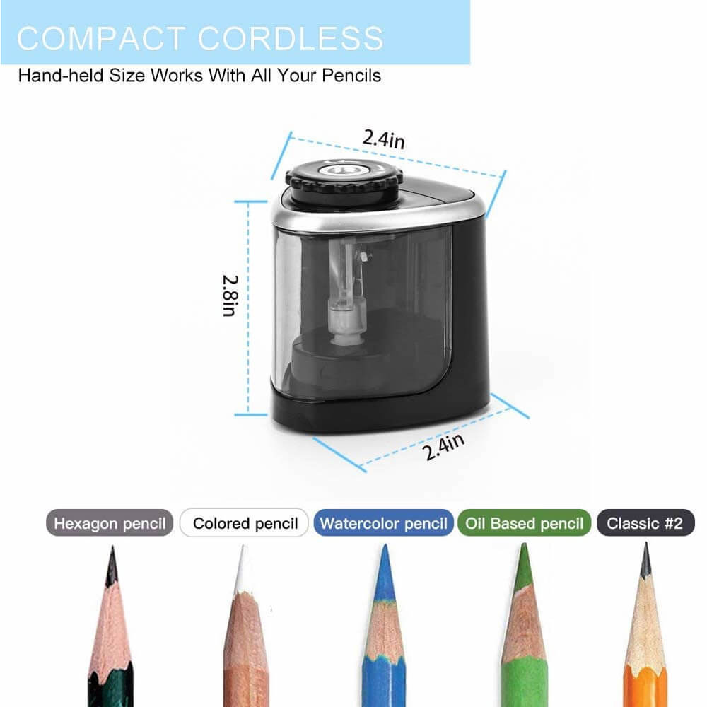 Artist Automatic Sharpener for No.2 and Colored Pencils Students Electric Pencil Sharpeners with Dual Holes 6-8mm & 9-12mm Powered by USB or Battery Operated for Classroom,Home Office